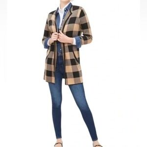 J. Crew Factory Vanessa Sweater, Buffalo Check, Tan & Black, Size XS